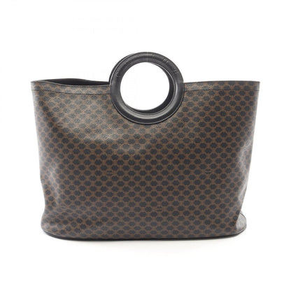 Celine Handbag Macadam Circle Handle Brown Black Canvas Leather Bag