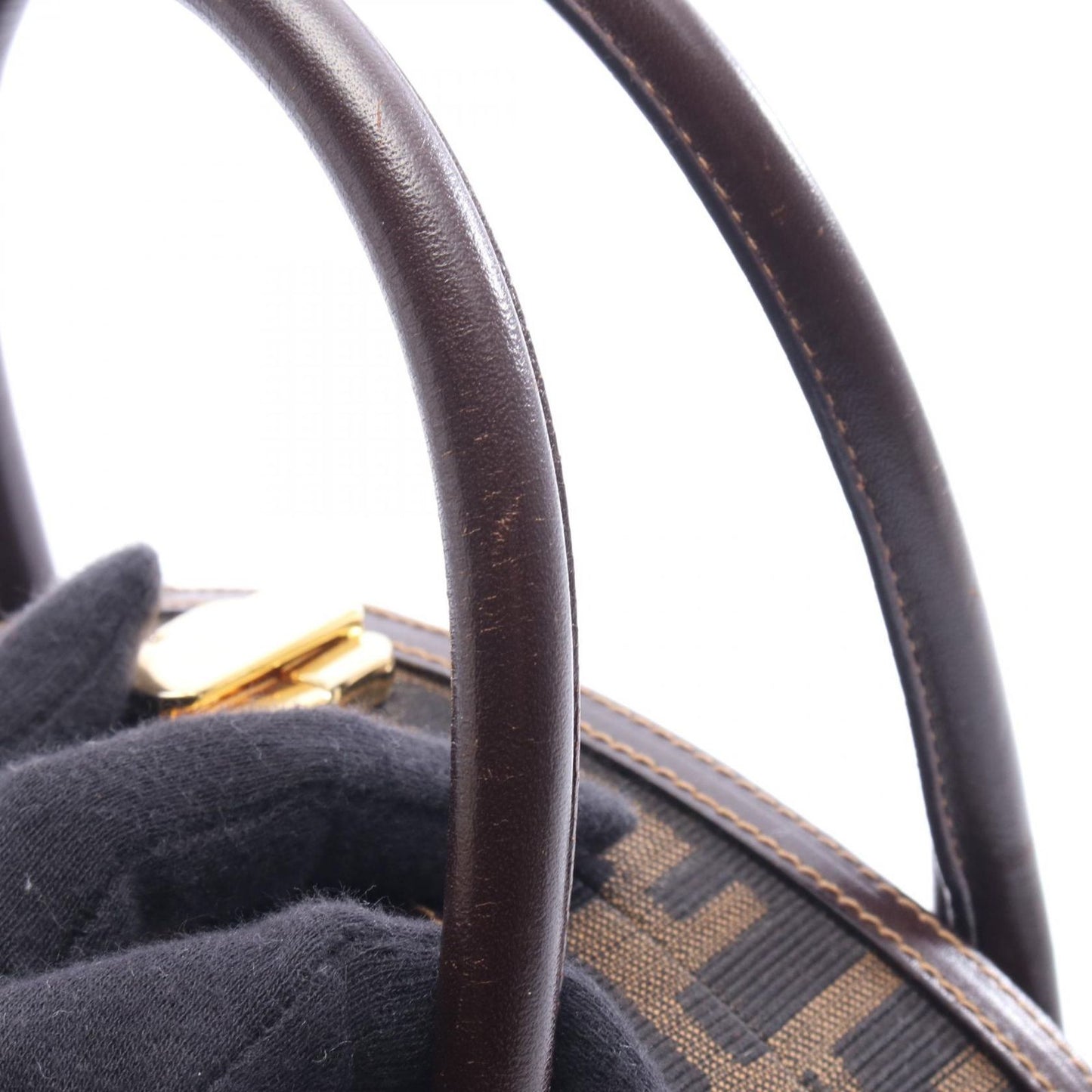 Fendi Handbag Zucca 2-Way Dark Brown Black Canvas Leather — view 6