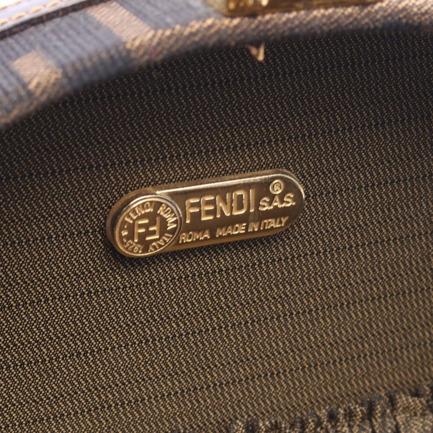 Fendi Handbag Zucca 2-Way Dark Brown Black Canvas Leather — view 4