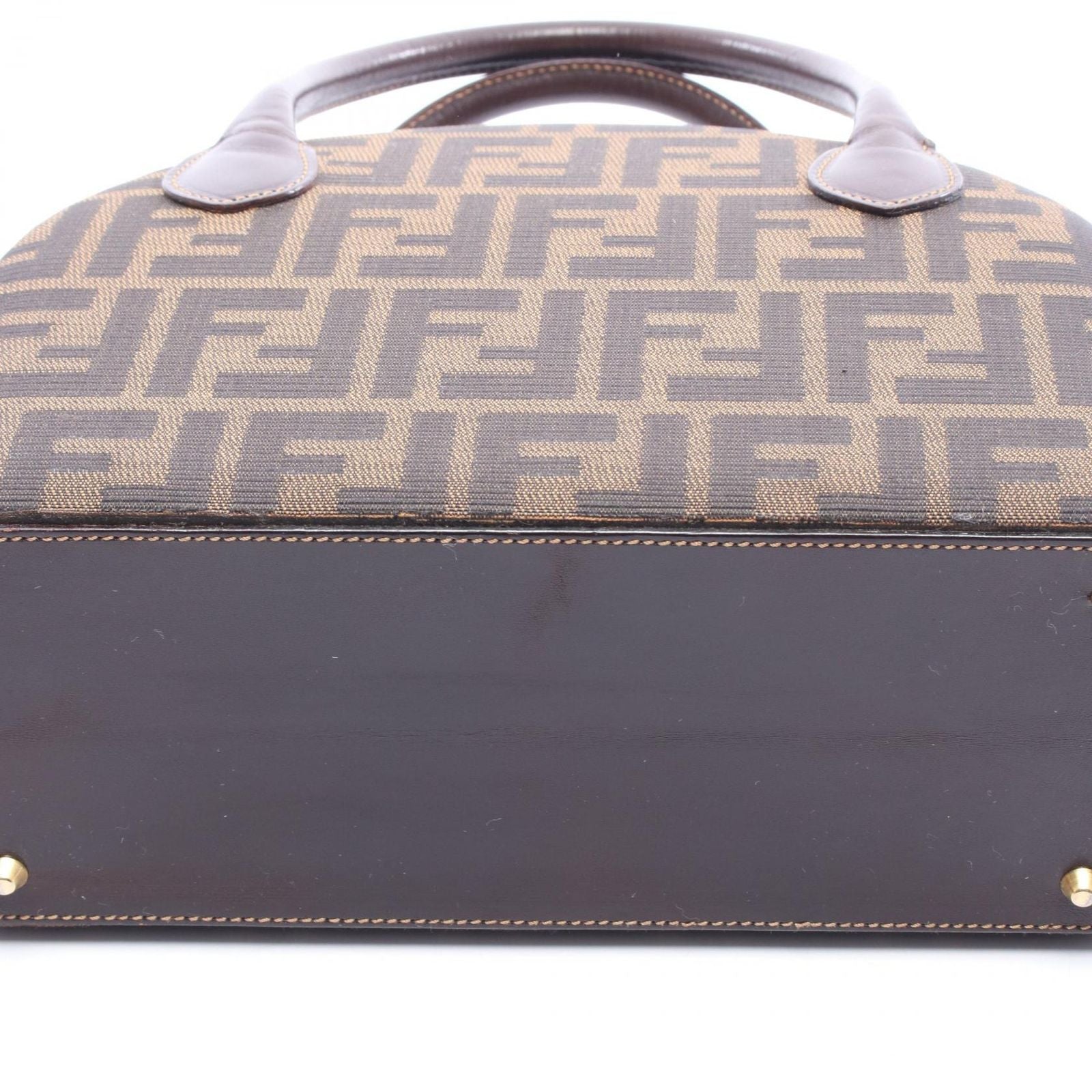Fendi Handbag Zucca 2-Way Dark Brown Black Canvas Leather — view 8