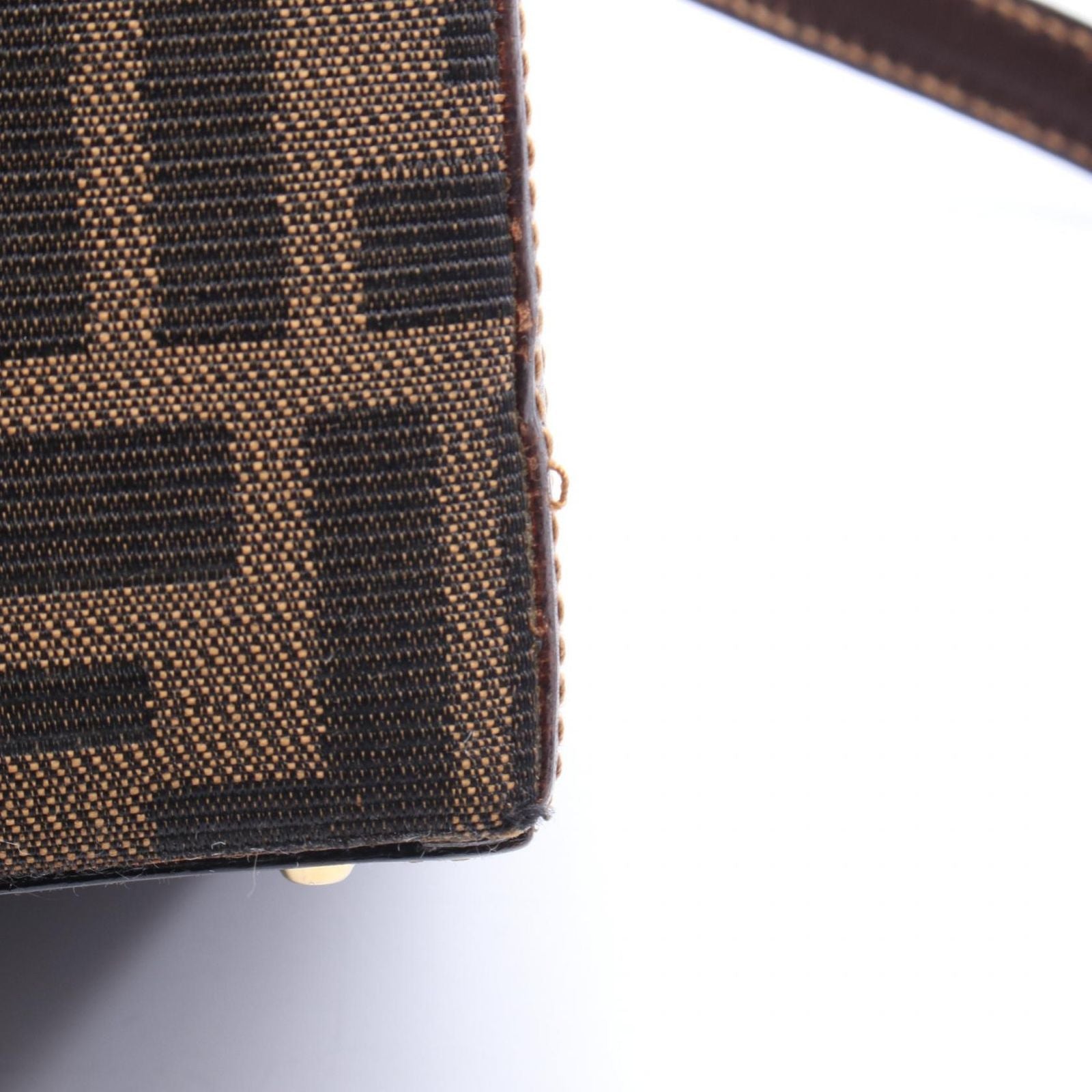 Fendi Handbag Zucca 2-Way Dark Brown Black Canvas Leather — view 7