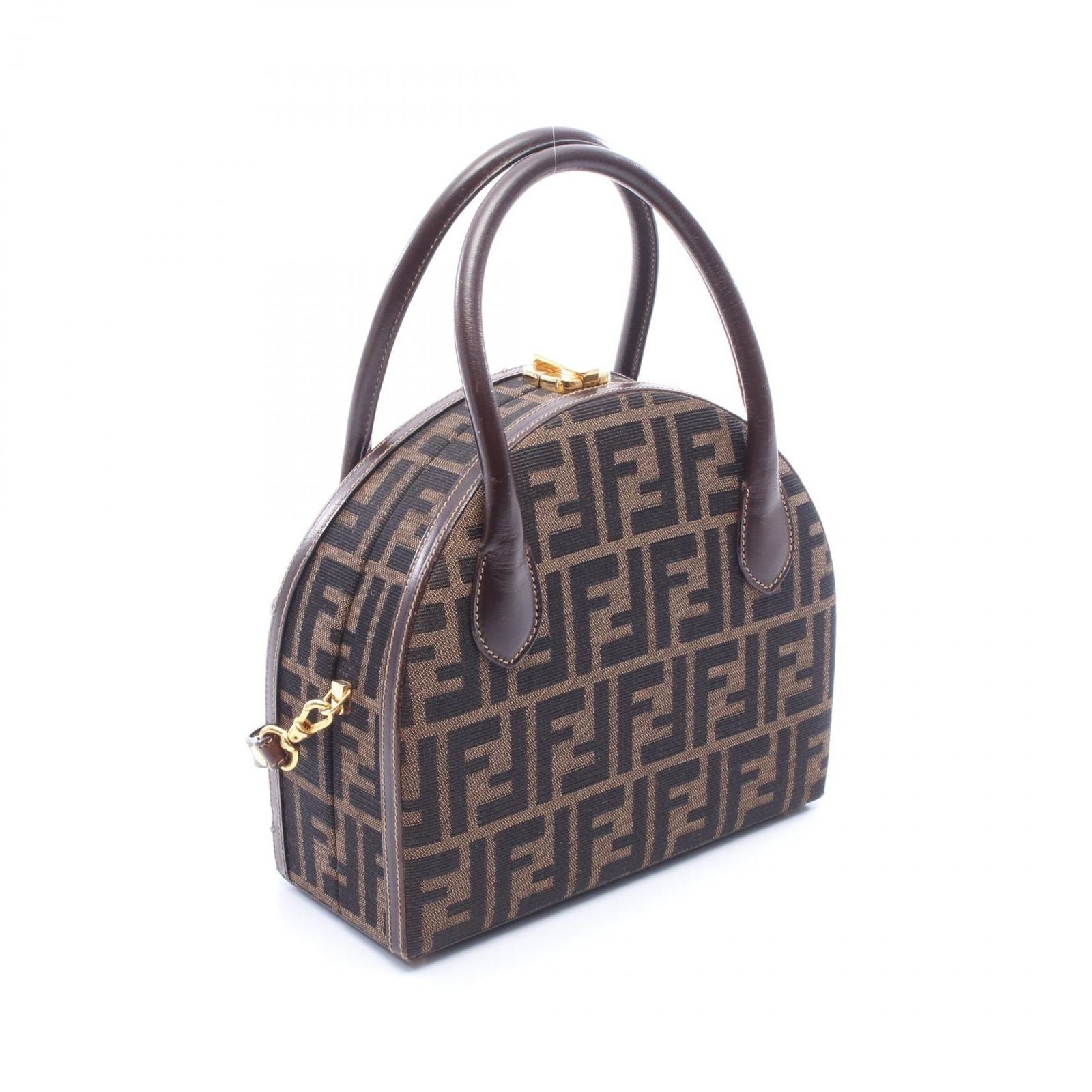 Fendi Handbag Zucca 2-Way Dark Brown Black Canvas Leather — view 2