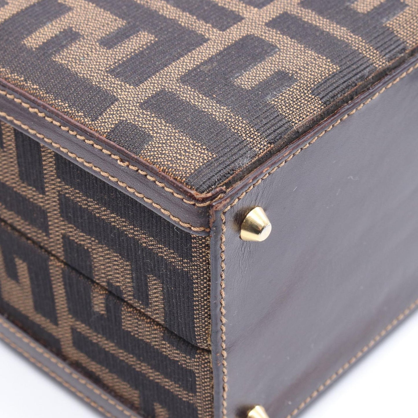 Fendi Handbag Zucca 2-Way Dark Brown Black Canvas Leather — view 9
