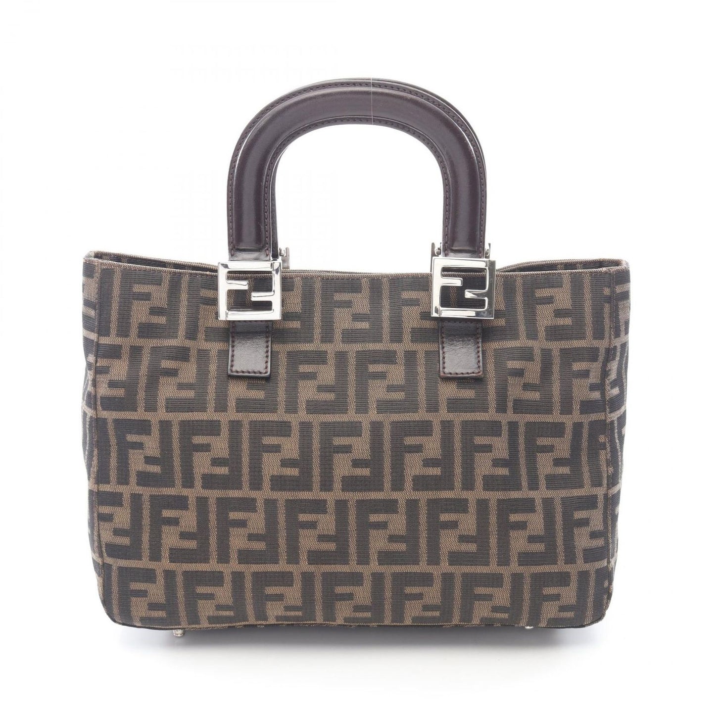 Fendi Tote Zucca Brown Canvas Leather Handbag