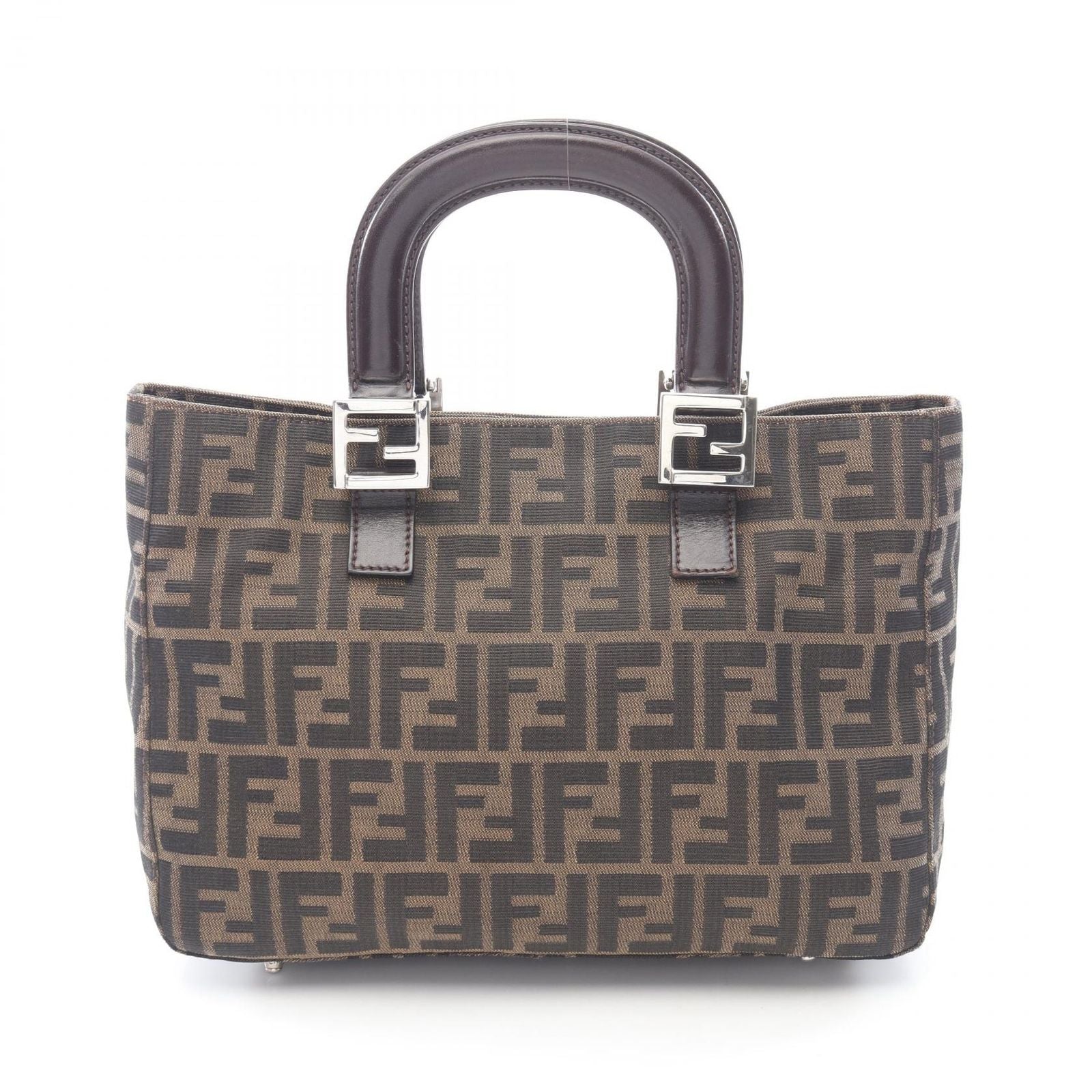 Fendi Tote Zucca Brown Canvas Leather Handbag