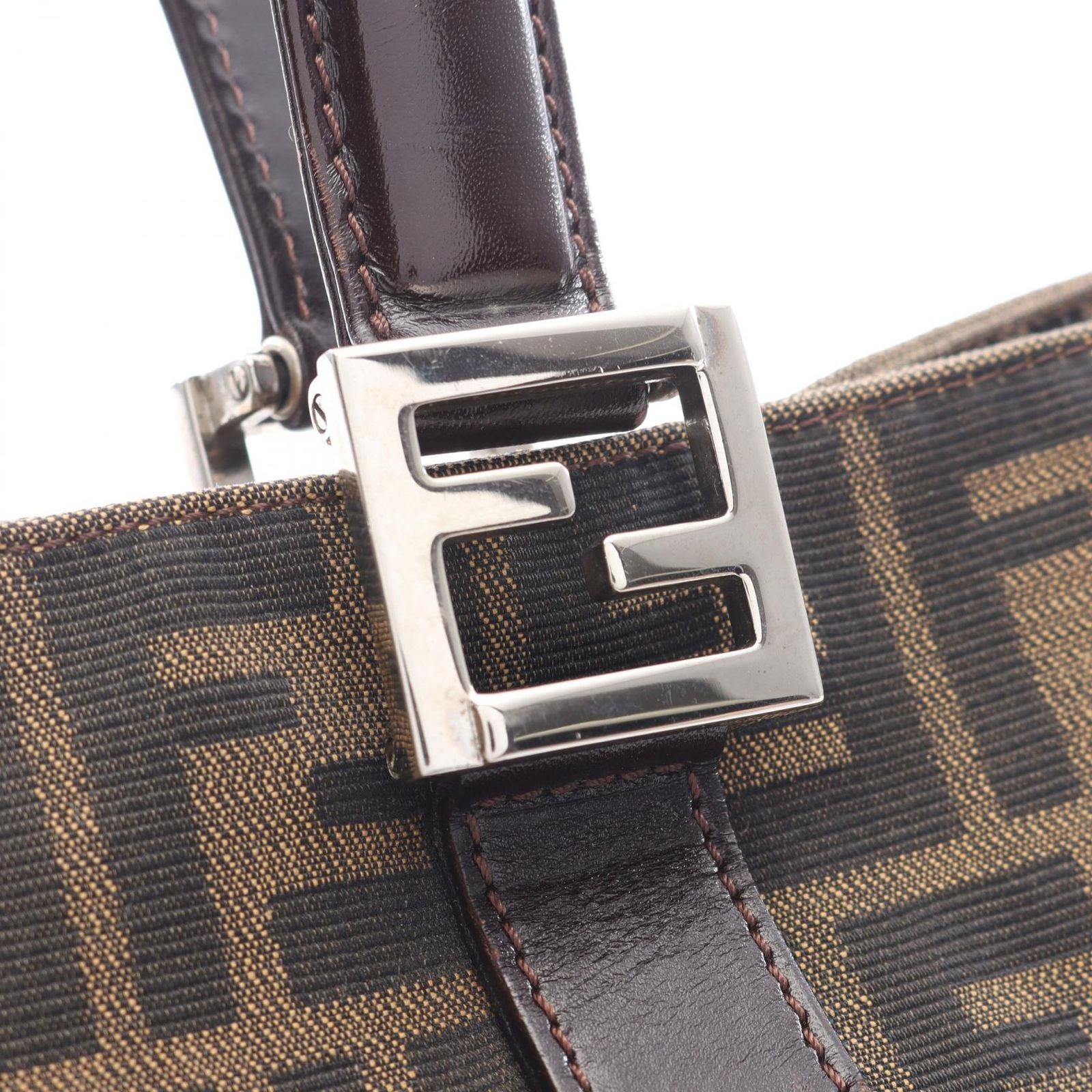 Fendi Tote Zucca Brown Canvas Leather Handbag — view 8