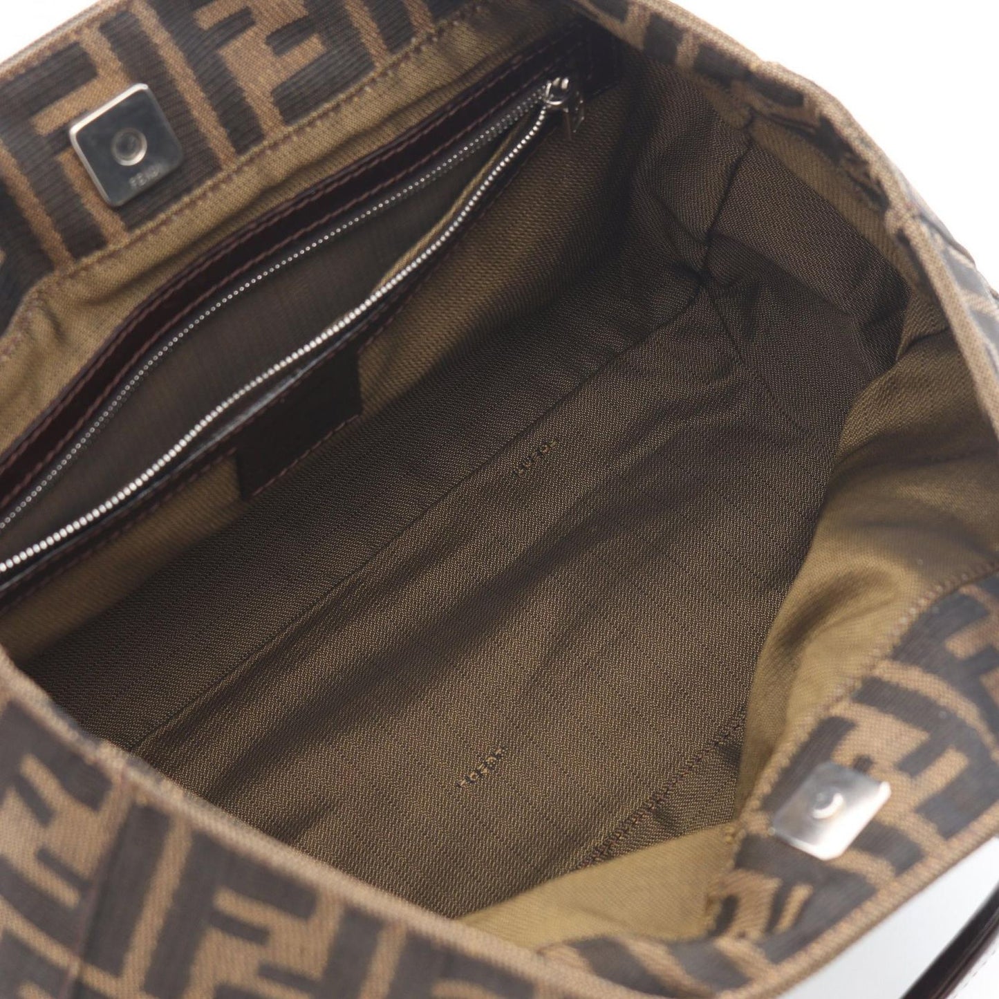 Fendi Tote Zucca Brown Canvas Leather Handbag — view 3