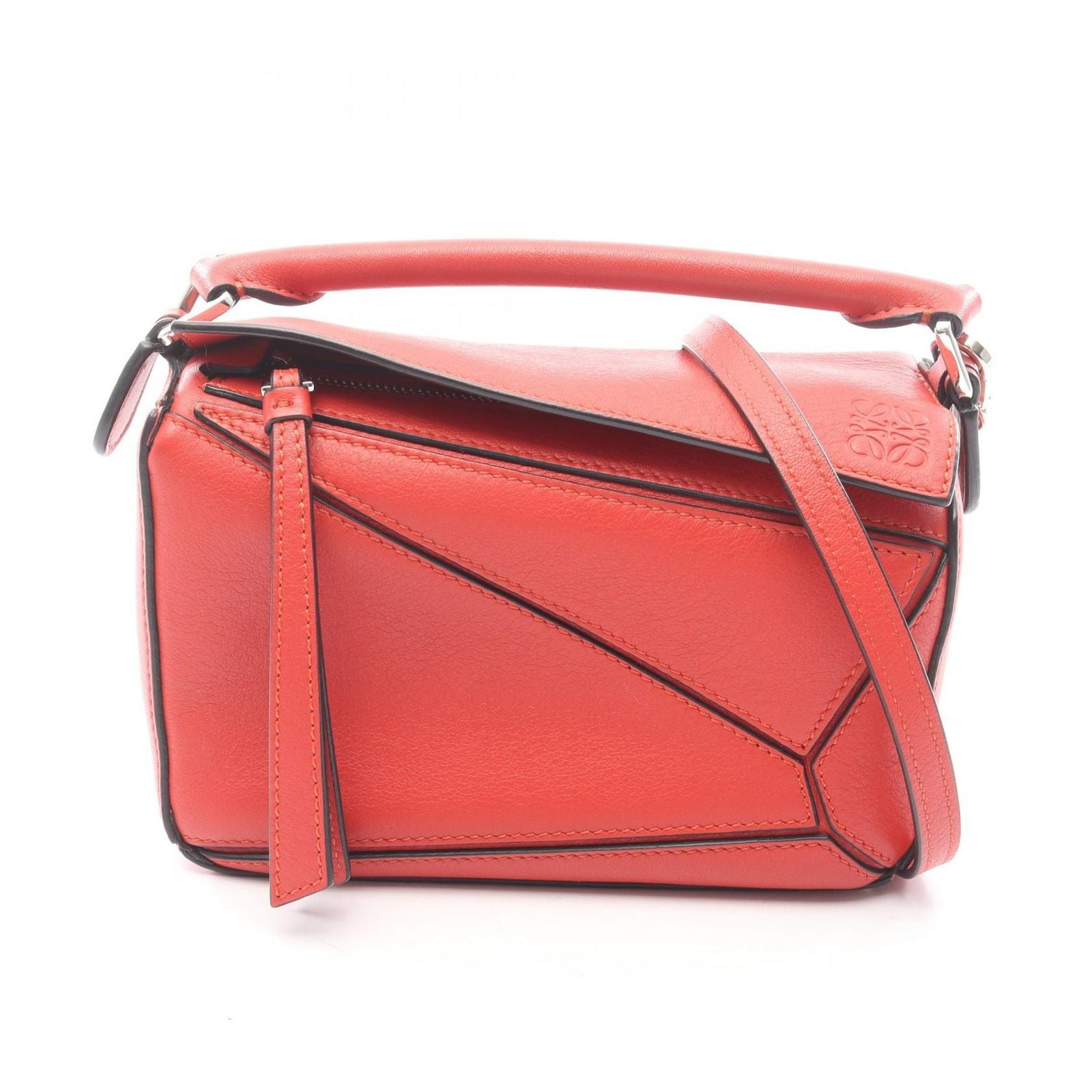 Loewe Handbag Puzzle Bag Mini 2-Way Red Leather