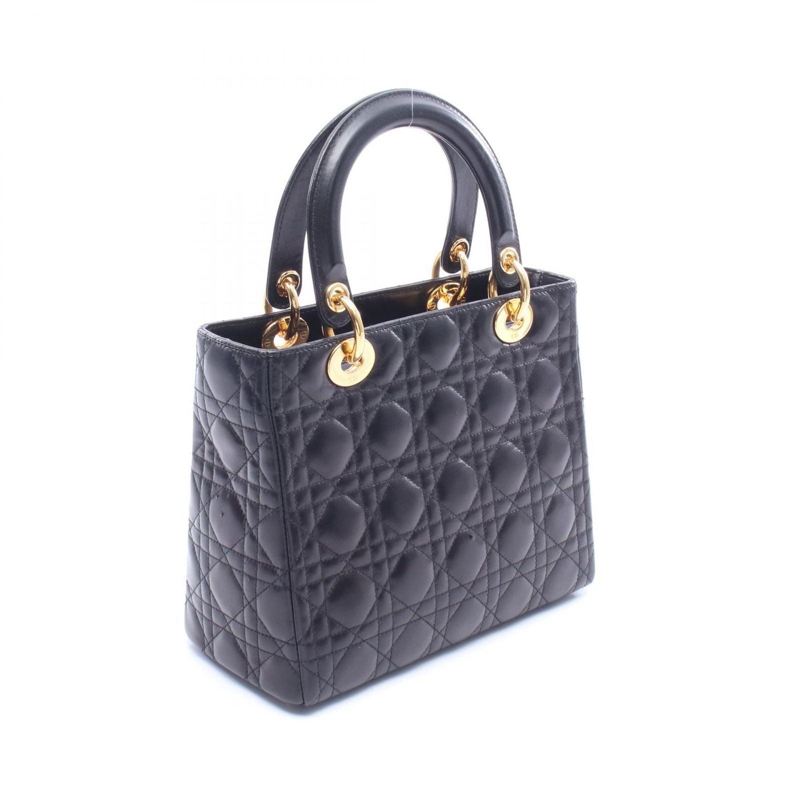 Dior Handbag Lady Dior Cannage Black Leather Hand — view 2