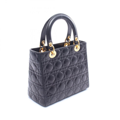 Dior Handbag Lady Dior Cannage Black Leather Hand — view 2