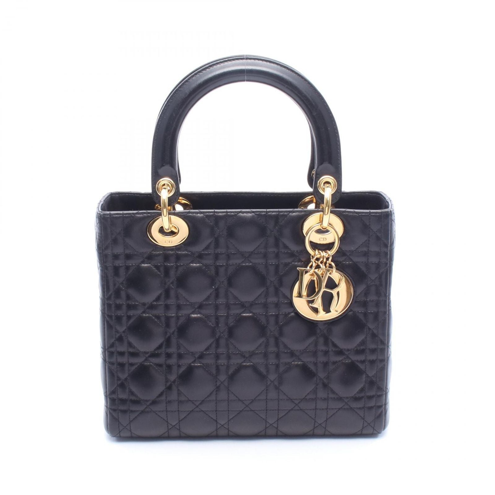 Dior Handbag Lady Dior Cannage Black Leather Hand