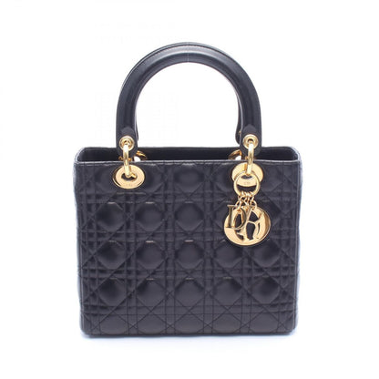Dior Handbag Lady Dior Cannage Black Leather Hand