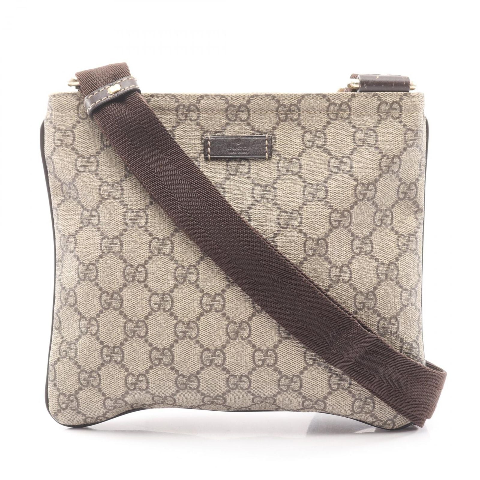 Gucci Shoulder Bag GG Supreme Beige Canvas Leather