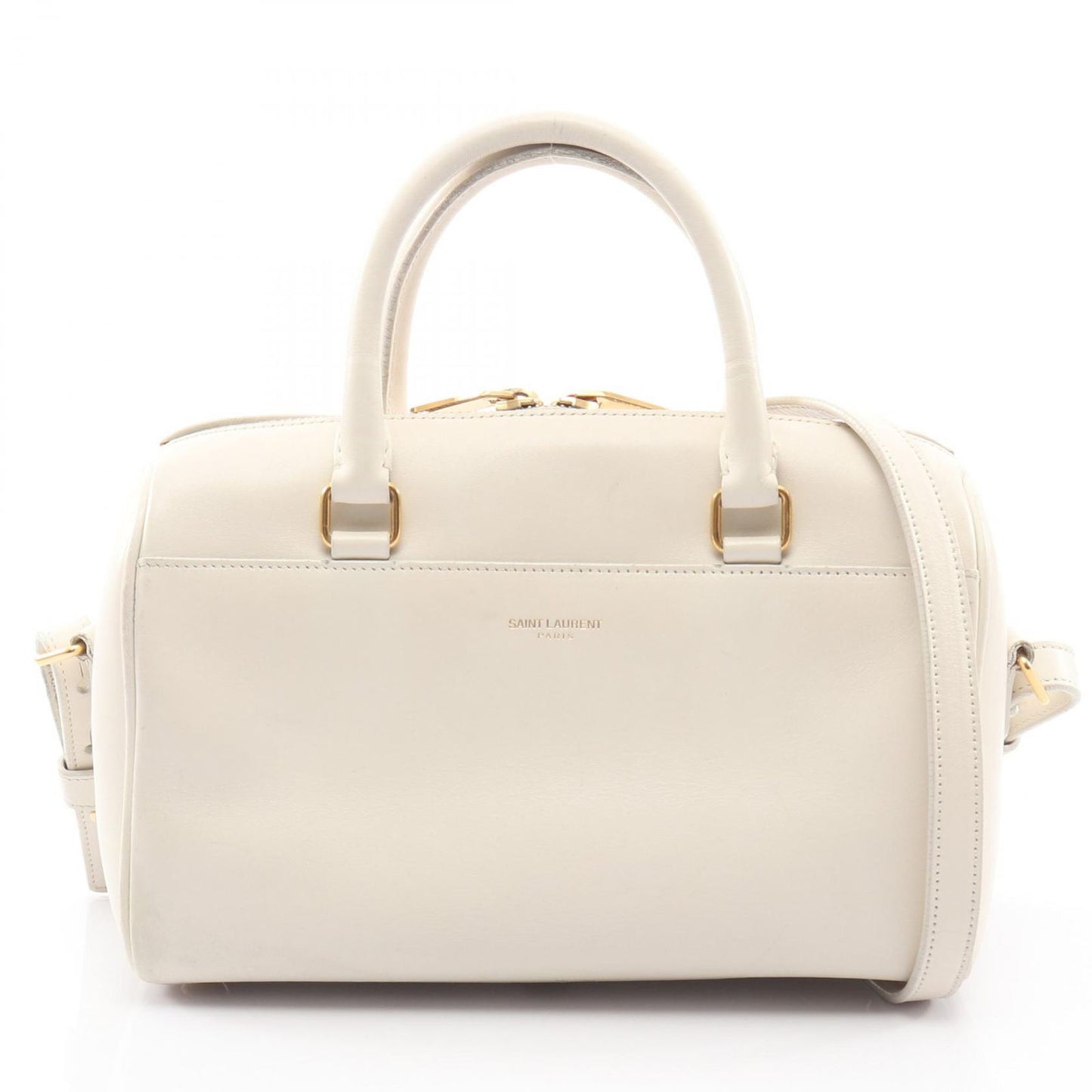 Saint Laurent Paris Handbag Baby Duffle 2-Way White Leather Shoulder