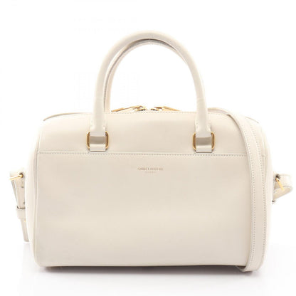 Saint Laurent Paris Handbag Baby Duffle 2-Way White Leather Shoulder
