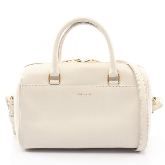 Saint Laurent Paris Handbag Baby Duffle 2-Way White Leather Shoulder