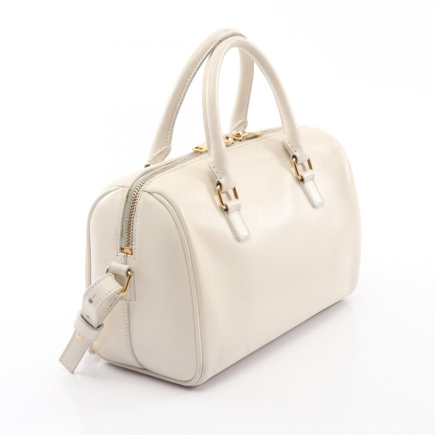 Saint Laurent Paris Handbag Baby Duffle 2-Way White Leather Shoulder — view 2