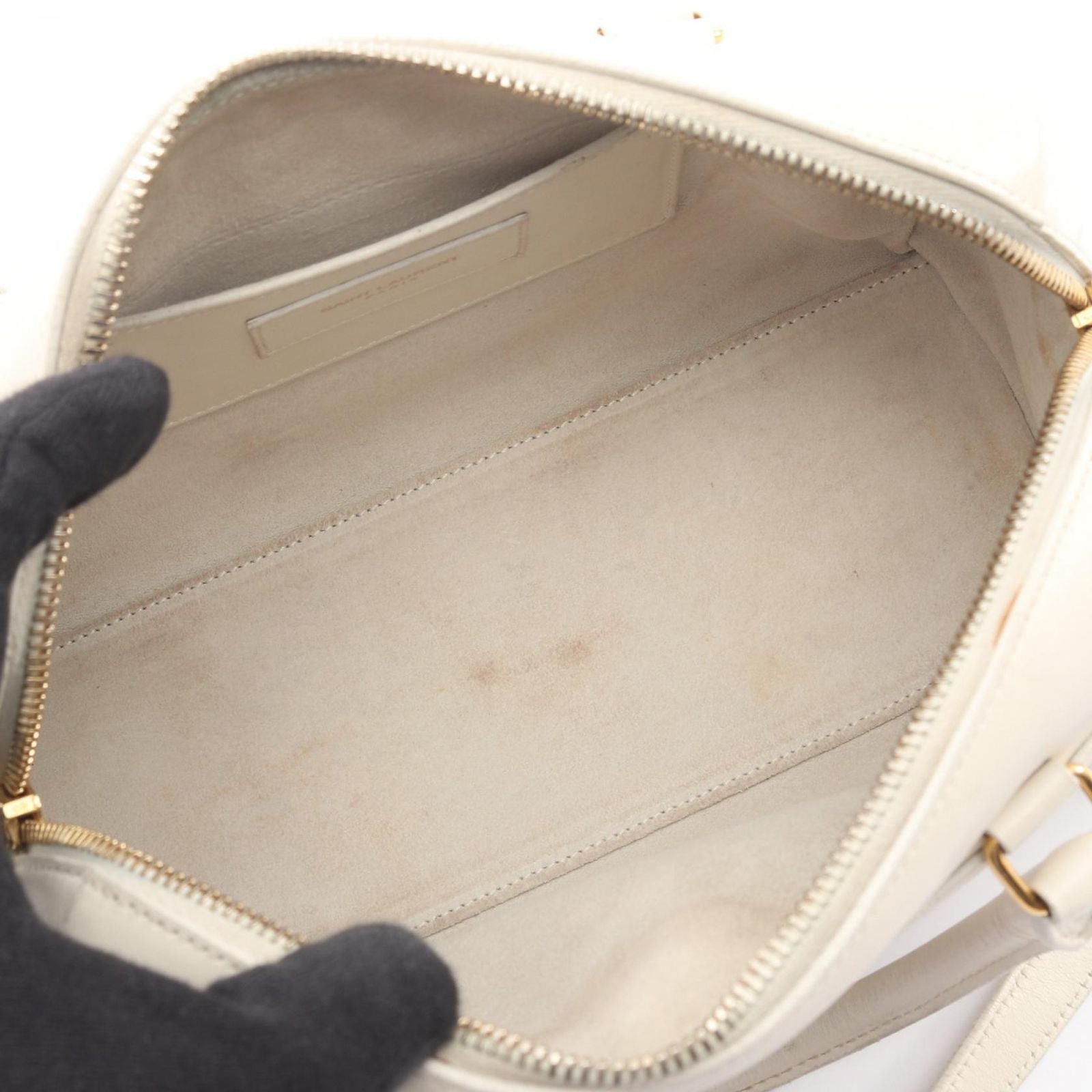 Saint Laurent Paris Handbag Baby Duffle 2-Way White Leather Shoulder — view 3