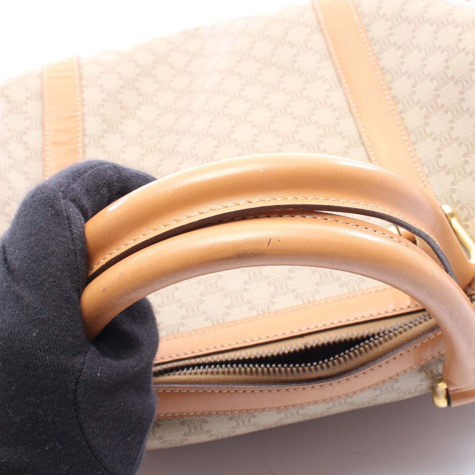 Celine Handbag Macadam Beige Canvas Leather Mini Boston — view 7
