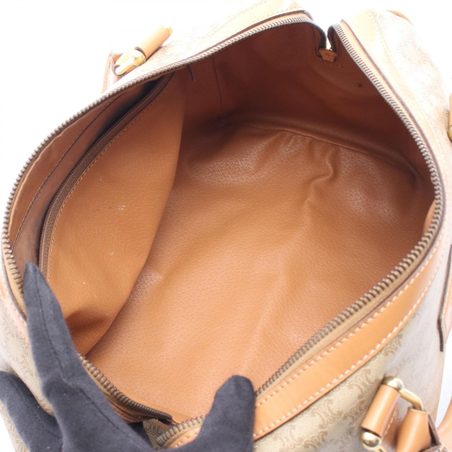 Celine Handbag Macadam Beige Canvas Leather Mini Boston — view 3