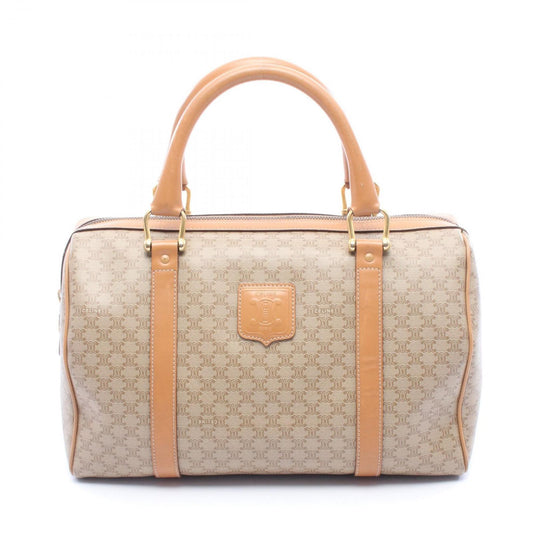 Celine Handbag Macadam Beige Canvas Leather Mini Boston