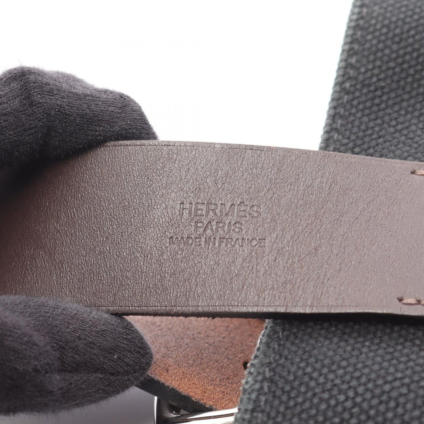 Hermes Tote Etriviere Shopping Chocolat Black Canvas — view 4
