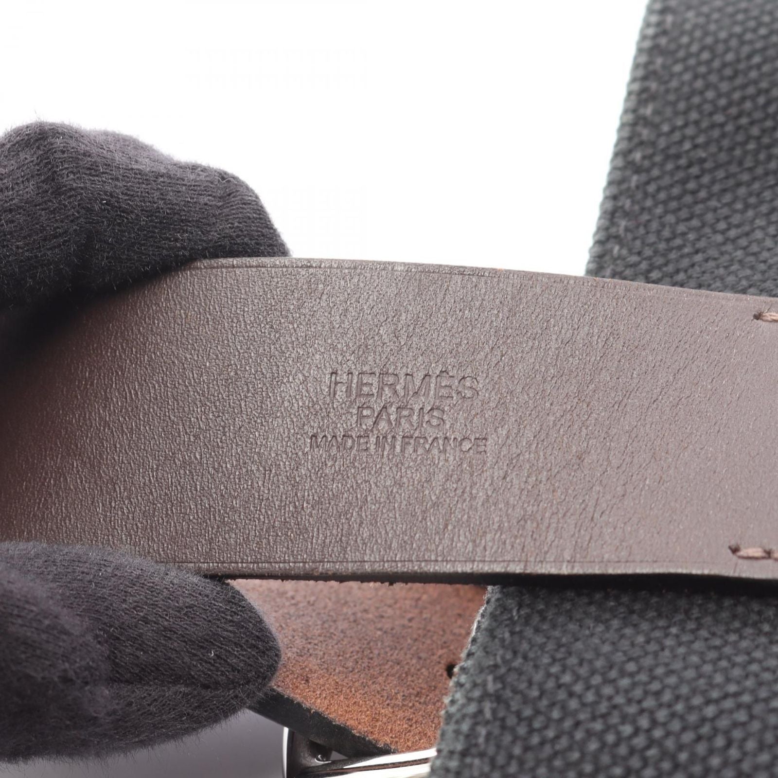 Hermes Tote Etriviere Shopping Chocolat Black Canvas — view 4