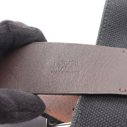 Hermes Tote Etriviere Shopping Chocolat Black Canvas — view 4