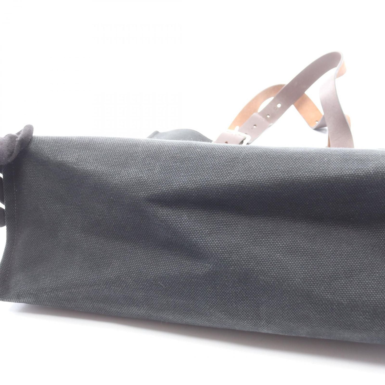 Hermes Tote Etriviere Shopping Chocolat Black Canvas — view 8