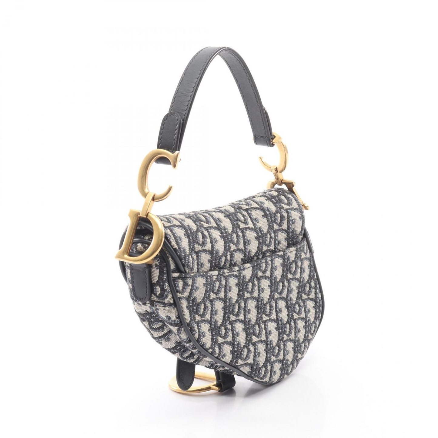 Dior Saddle Bag Mini Oblique Peacock Beige Black Canvas Leather — view 2