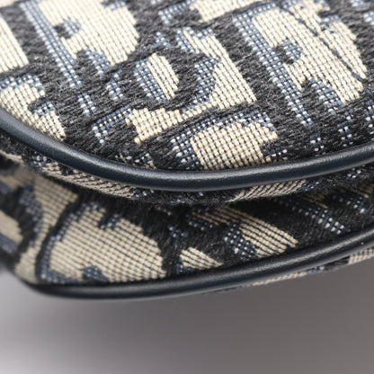 Dior Saddle Bag Mini Oblique Peacock Beige Black Canvas Leather — view 5
