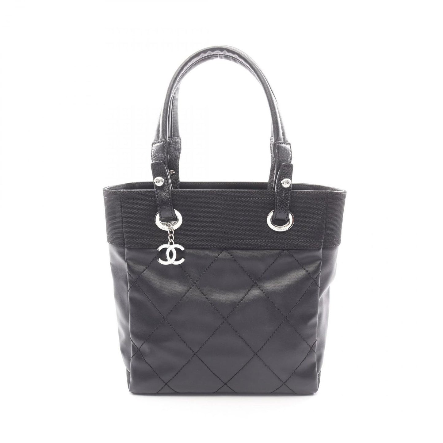 Chanel Tote Paris Biarritz PM Black Canvas Leather PM