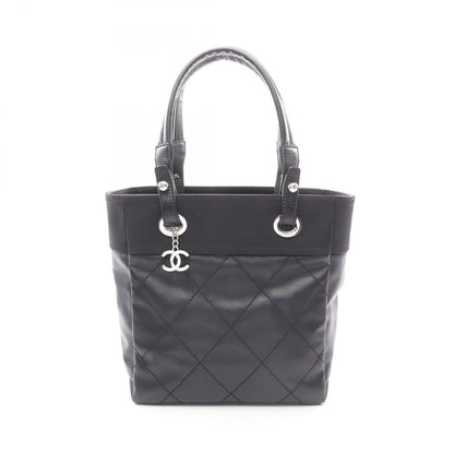 Chanel Tote Paris Biarritz PM Black Canvas Leather PM