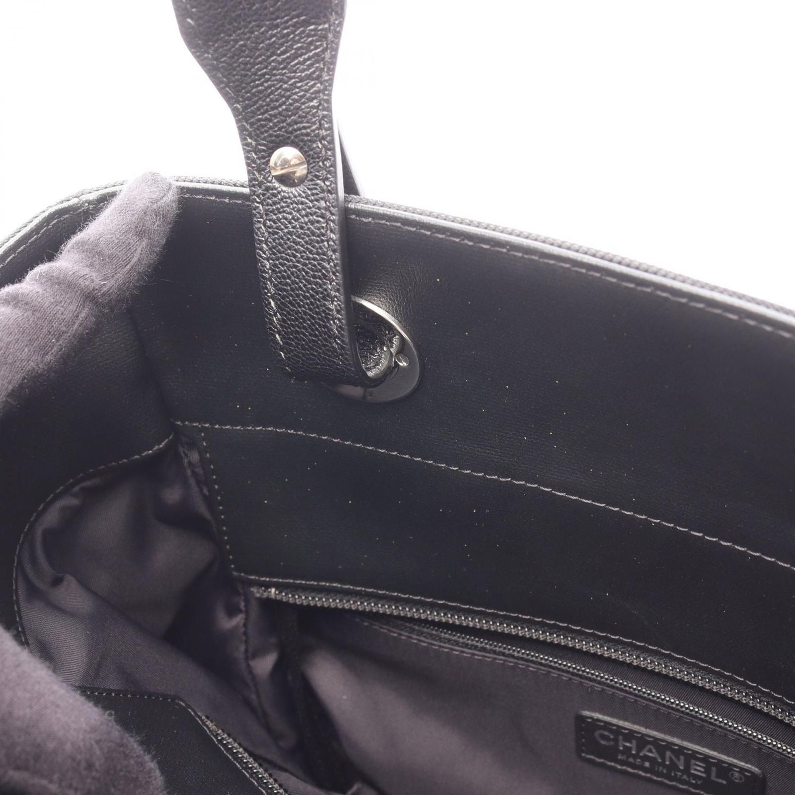 Chanel Tote Paris Biarritz PM Black Canvas Leather PM — view 6
