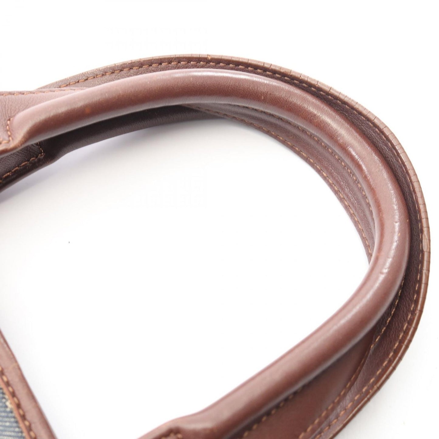 Celine Tote Paris Macadam Brown Beige Blue Denim Leather Hand — view 8