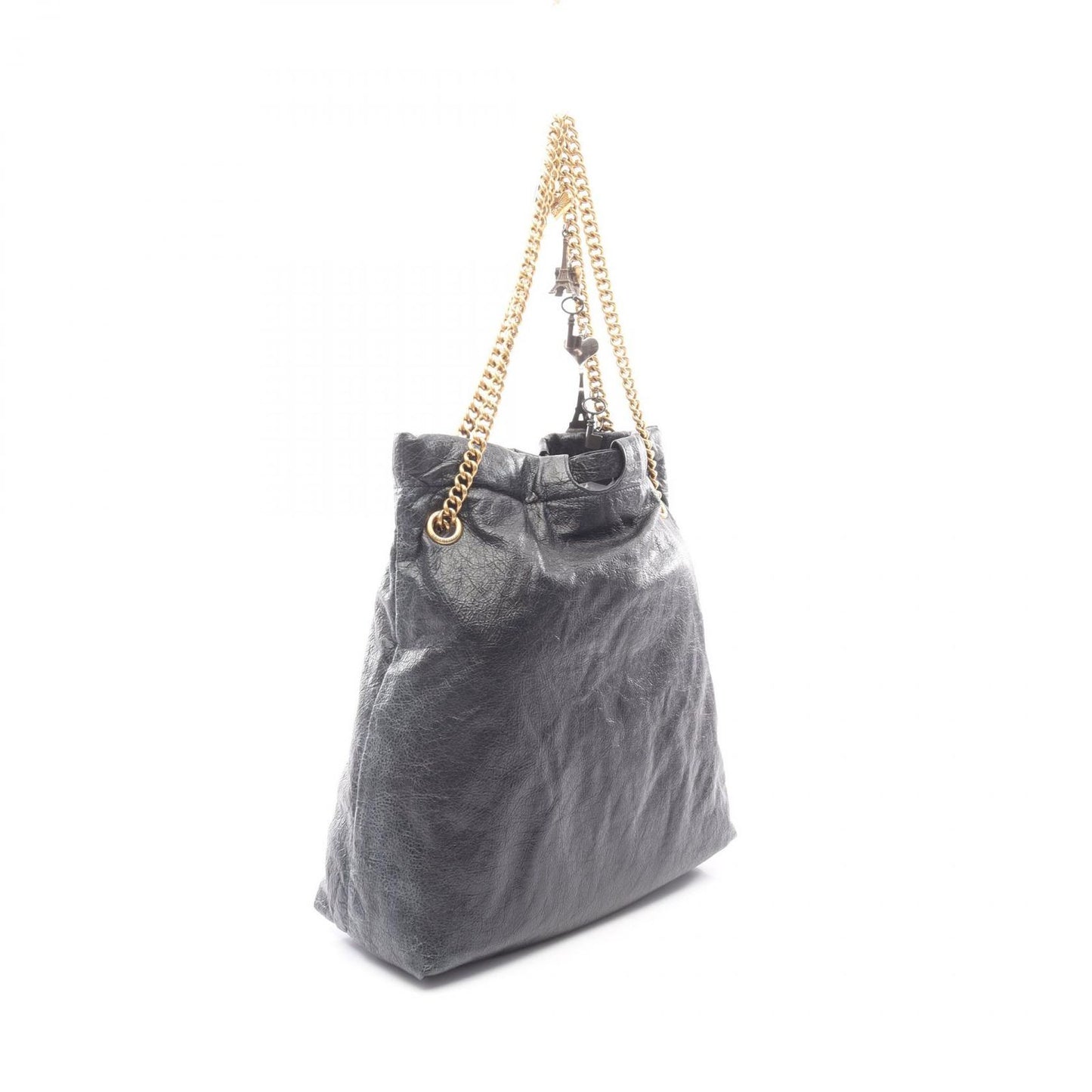 Balenciaga Tote Crush with Veneer Charm Black Leather Chain Shoulder — view 2