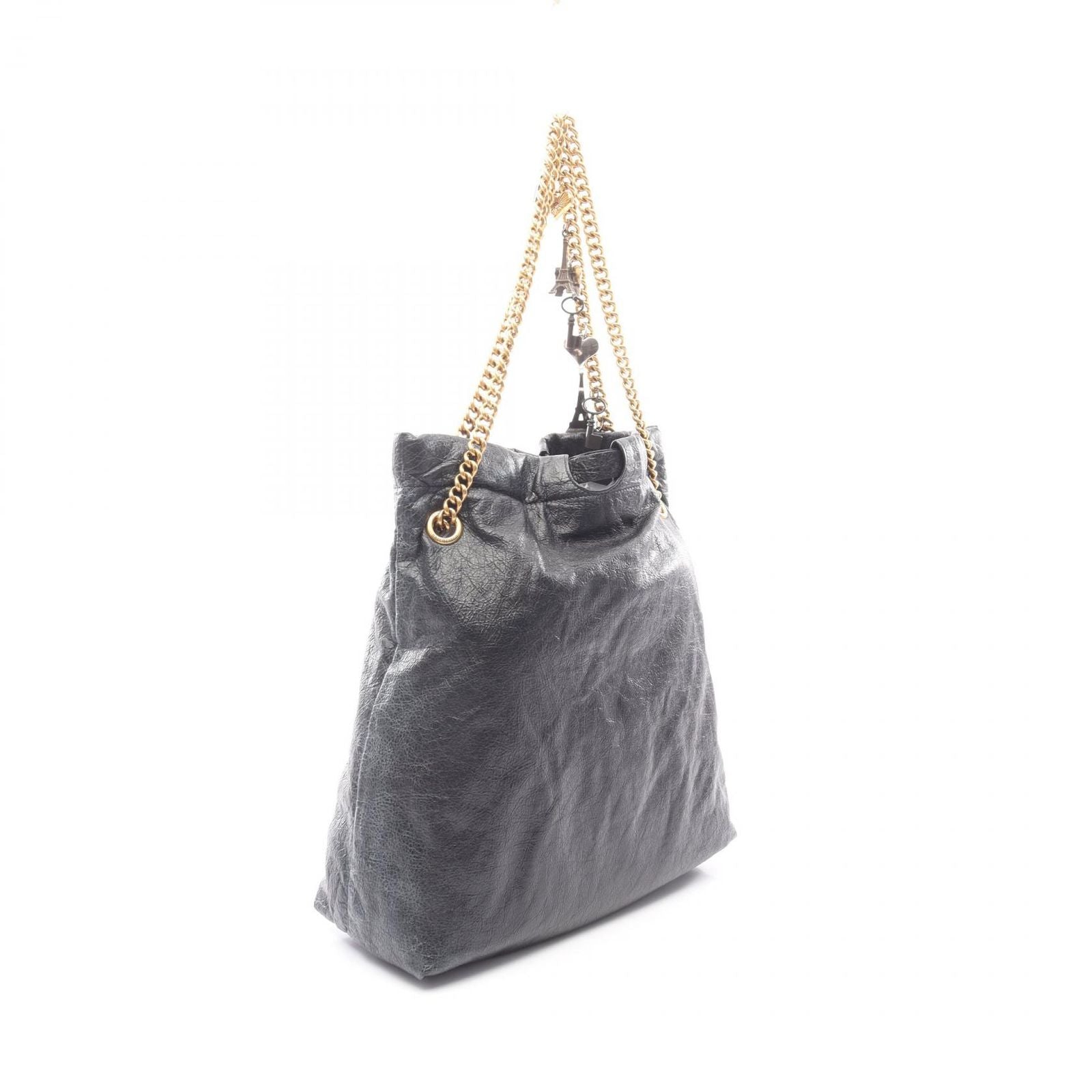 Balenciaga Tote Crush with Veneer Charm Black Leather Chain Shoulder — view 2