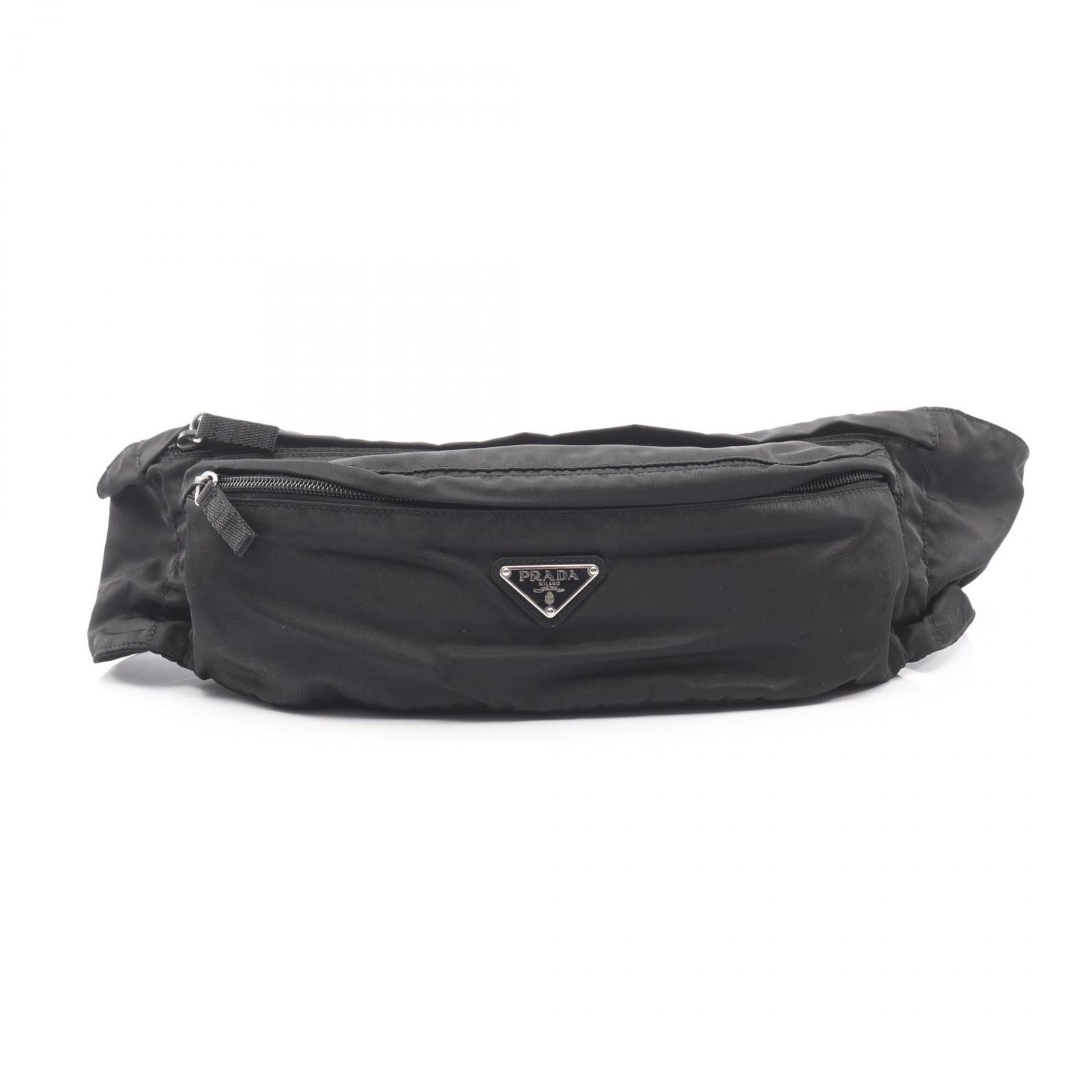 Prada Waist Bag Triangle Plate Black Nylon Logo