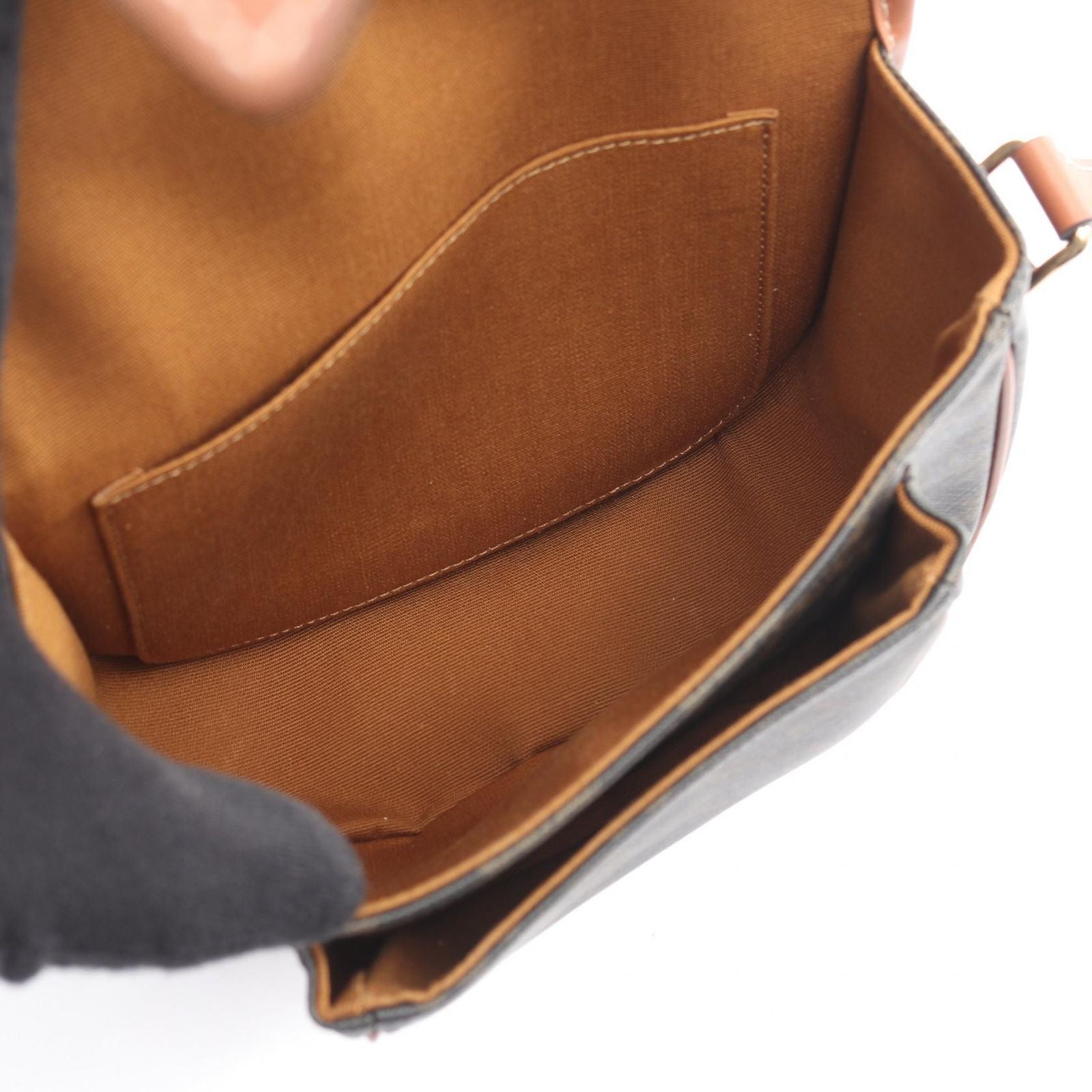 Celine Shoulder Bag Folco Triomphe Dark Brown Canvas Leather — view 3