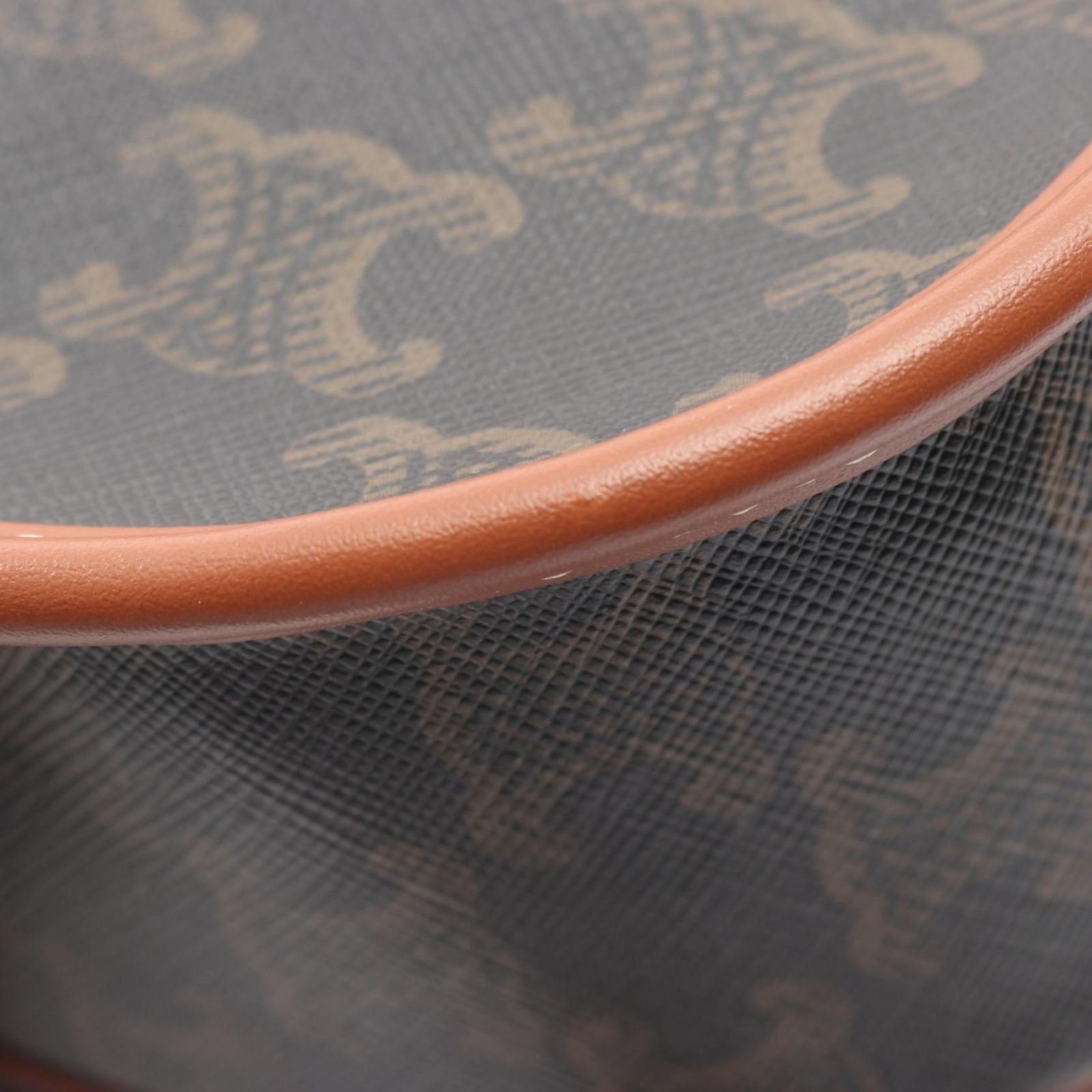Celine Shoulder Bag Folco Triomphe Dark Brown Canvas Leather — view 5