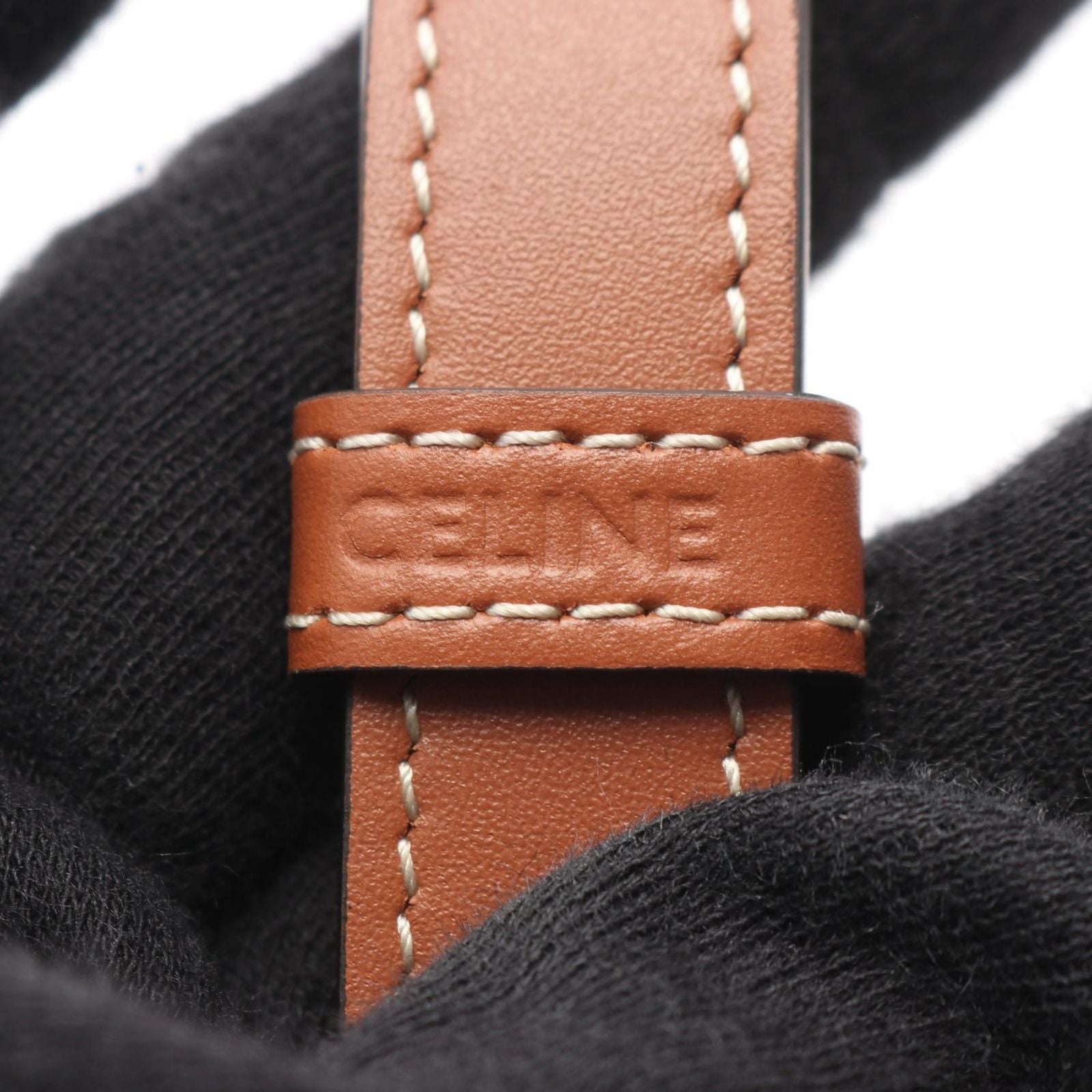 Celine Shoulder Bag Folco Triomphe Dark Brown Canvas Leather — view 4