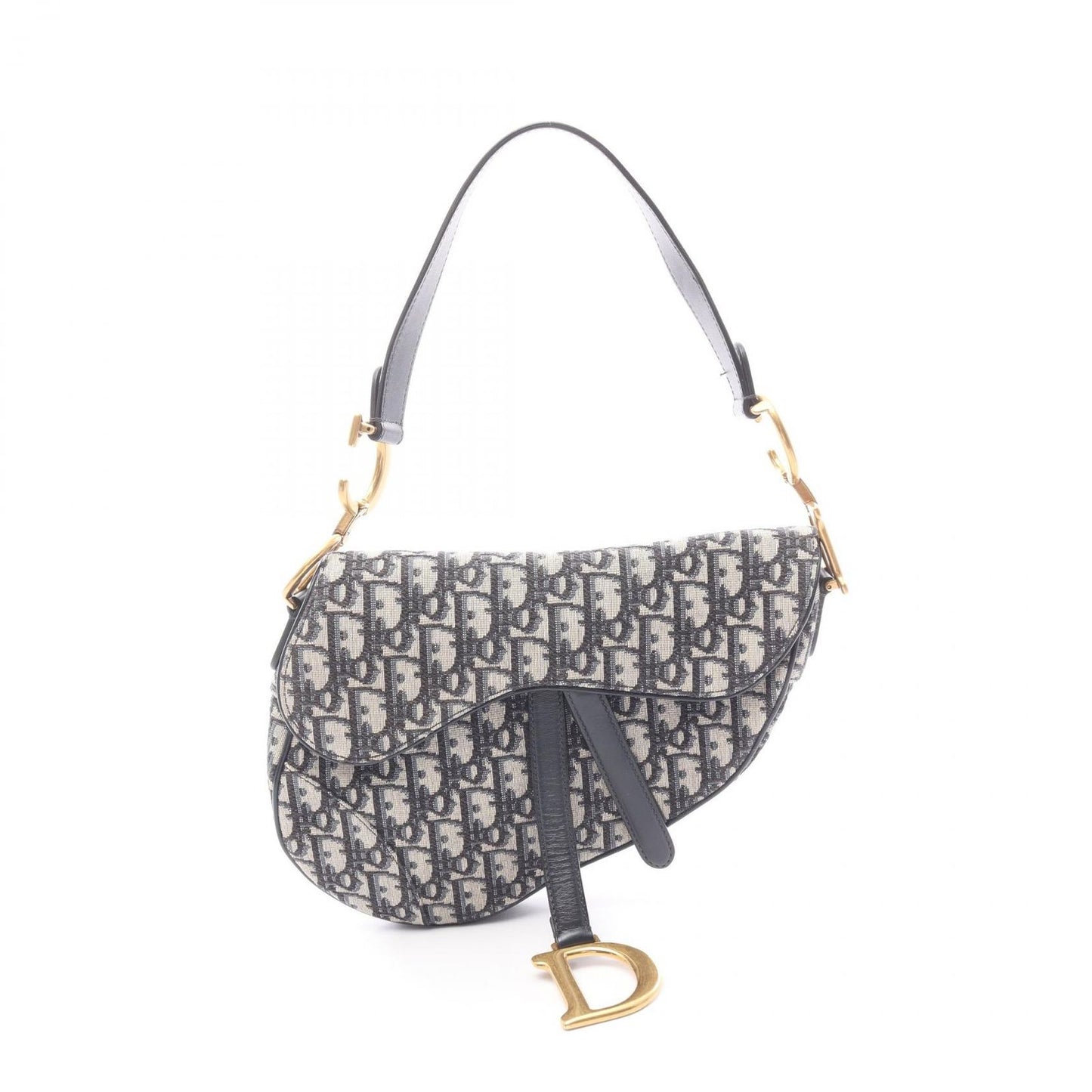 Dior Saddle Bag Oblique Peacock Beige Navy Canvas Leather