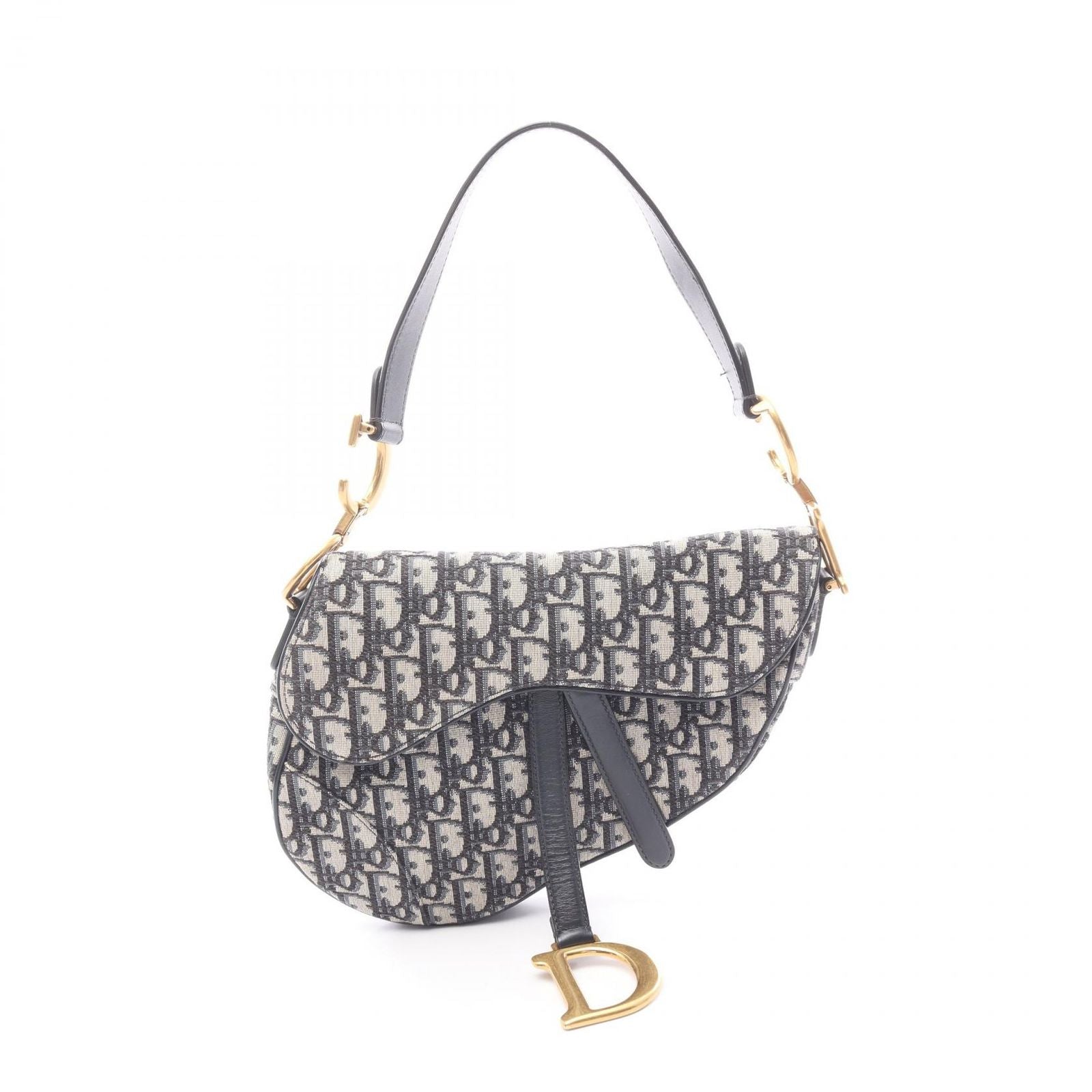 Dior Saddle Bag Oblique Peacock Beige Navy Canvas Leather