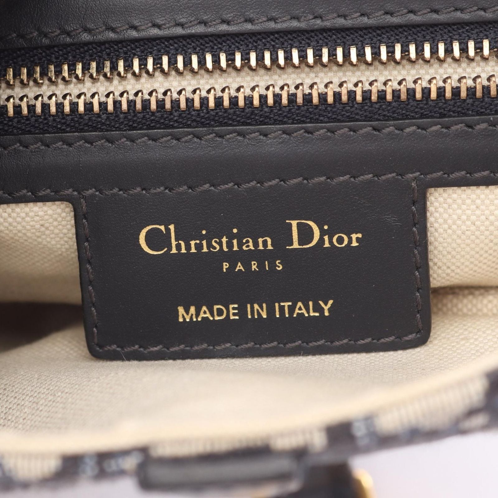 Dior Saddle Bag Oblique Peacock Beige Navy Canvas Leather — view 4