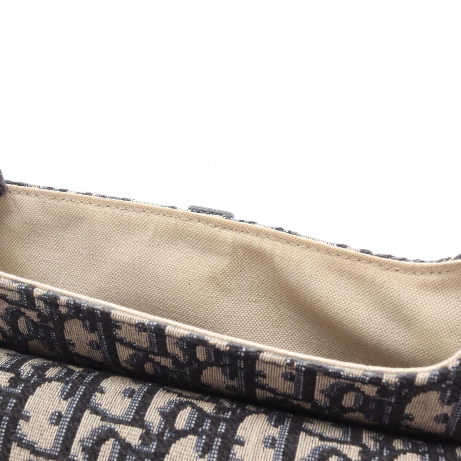 Dior Saddle Bag Oblique Peacock Beige Navy Canvas Leather — view 5