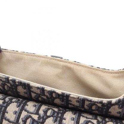 Dior Saddle Bag Oblique Peacock Beige Navy Canvas Leather — view 5