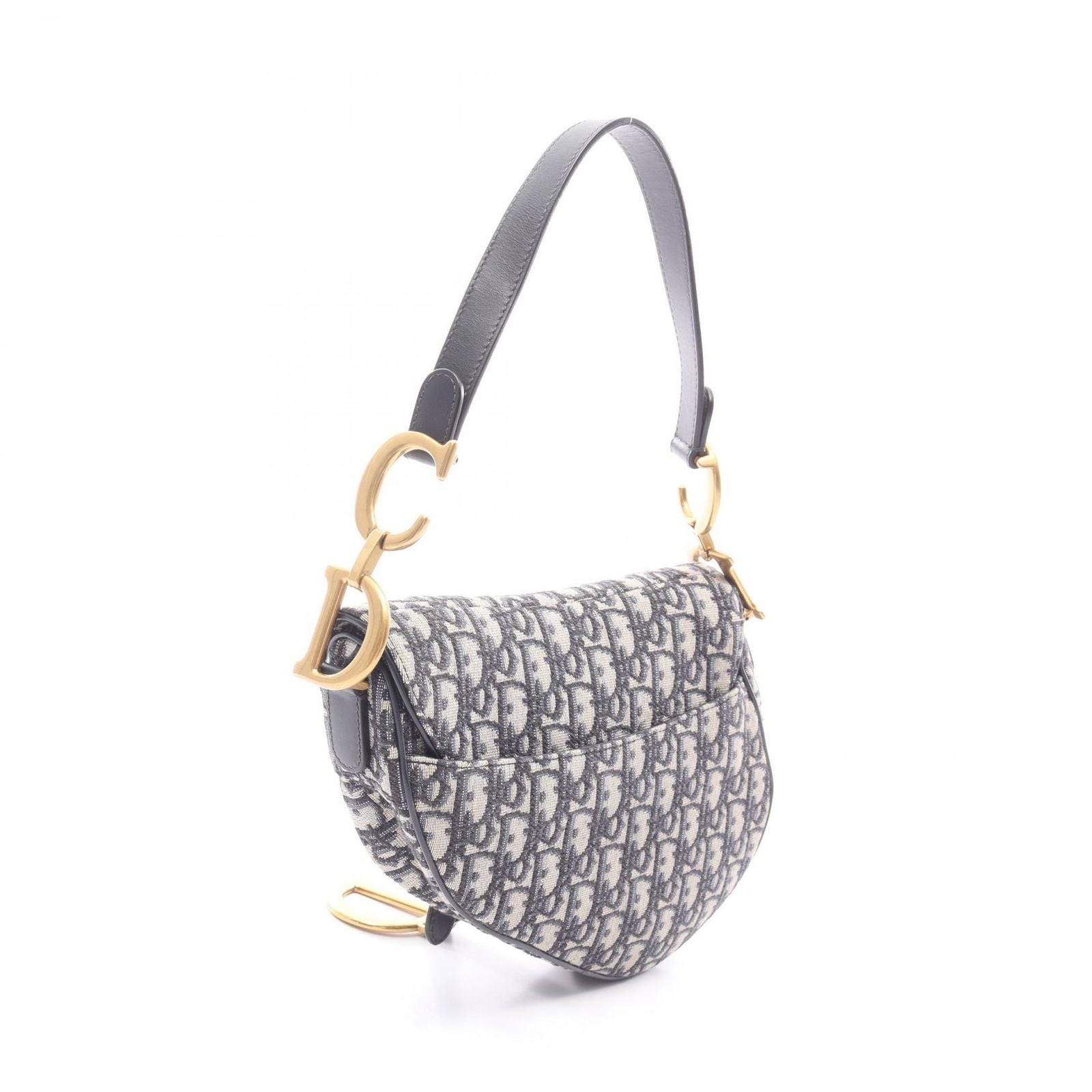 Dior Saddle Bag Oblique Peacock Beige Navy Canvas Leather — view 2