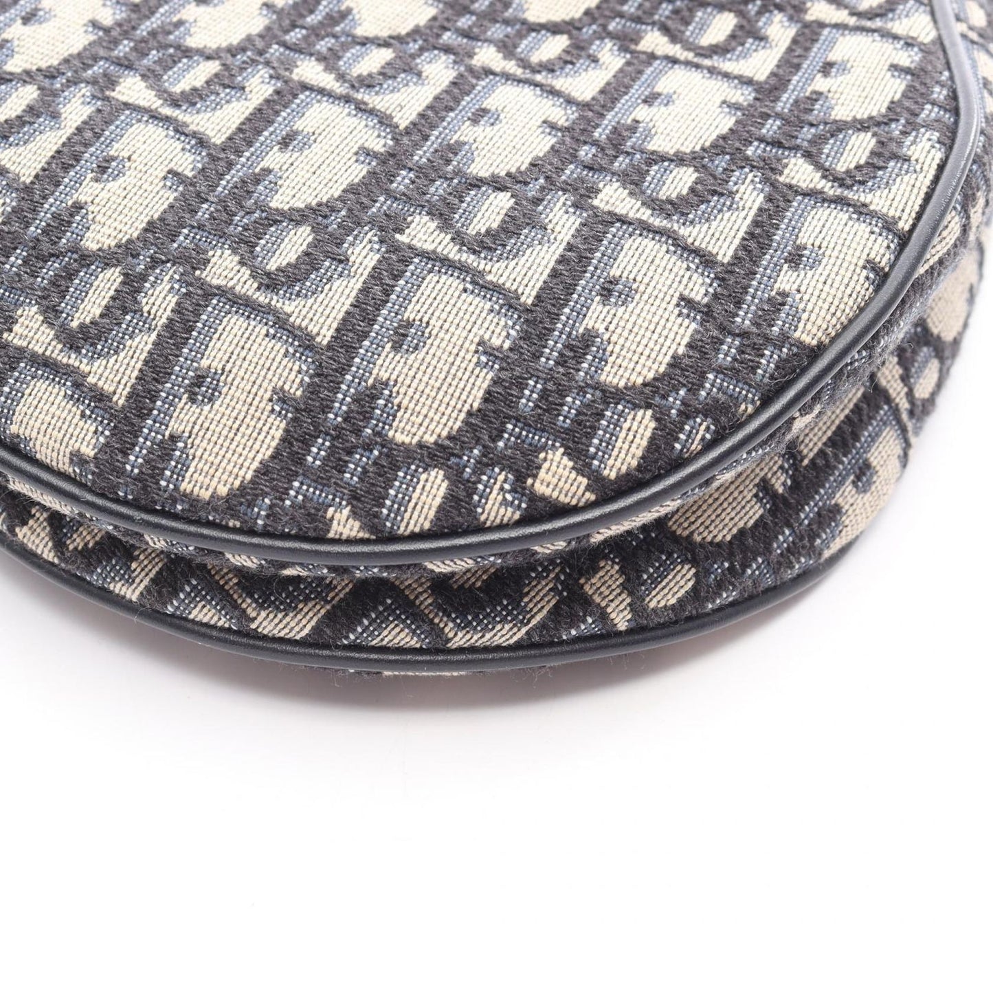 Dior Saddle Bag Oblique Peacock Beige Navy Canvas Leather — view 6