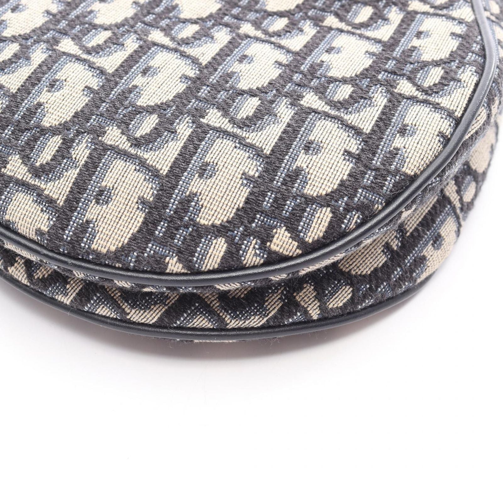 Dior Saddle Bag Oblique Peacock Beige Navy Canvas Leather — view 6