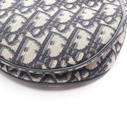 Dior Saddle Bag Oblique Peacock Beige Navy Canvas Leather — view 6